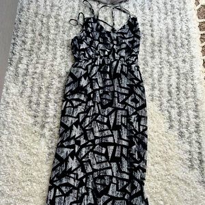 White and black maxi dress